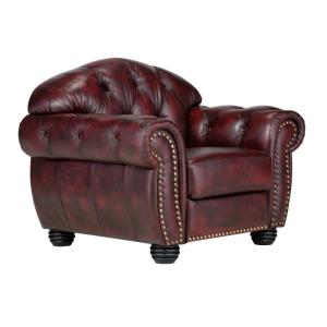 Křeslo Chesterfield Hereford z pravé kůže červené