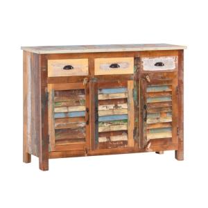 Masivní komoda Wakefield z recyklovaného dřeva, lakovaná, vícebarevná – 122×42×90 cm