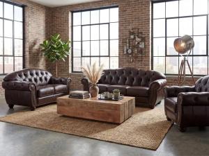 Garnitur1+2+3 Chesterfield Hereford antik braun