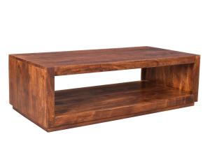 Masivní konferenční stolek Milburn z akácie, lakovaný, hnědý – 116×57×35 cm