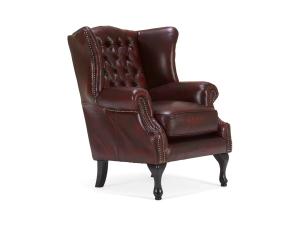 Křeslo ušák Chesterfield Pittsfield z pravé kůže, červené