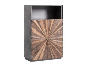 Masivní komoda Highboard Derby z recyklovaného dřeva a kovu, lakovaná, šedá – 90×45×145 cm