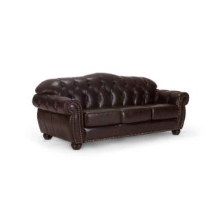 Pohovka Chesterfield Hereford 3-místná pravá kůže hnědá