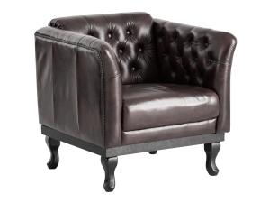 Masivní křeslo Chesterfield Dover z pravé kůže, hnědé