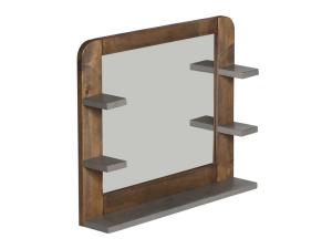 Masivní koupelnové zrcadlo Dingle z recyklované borovice, lakované, přírodní/šedá – 67×55 cm
