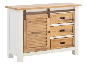 Masivní komoda Capera z borovice a MDF, lakovaná, bílá a hnědá – 103×42×80 cm