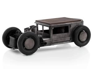 Masivní konferenční stolek Car z mangového dřeva a kovu, lakovaný, černý – 160×65×50 cm