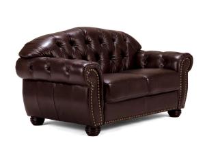Pohovka Chesterfield Hereford 2-místná z pravé kůže, hnědá