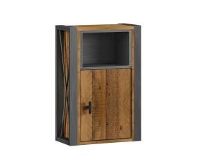 Masivní nástěnná skříňka Detroit z recyklované borovice a kovu, lakovaná, hnědá – 40×20×60 cm