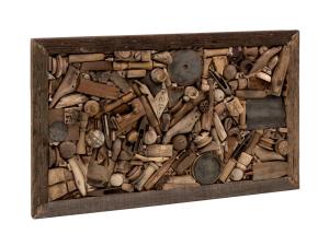 Nástěnná malba Kavali z recyklovaného tvrdého dřeva, nezpracovaná, hnědá – 150×90 cm