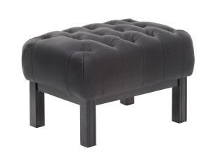 Masivní taburet Chesterfield Kingsfield z pravé kůže, černý – 61×46×43 cm
