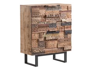 Masivní komoda Highboard v Grónsku z mangového dřeva, lakovaná, hnědá