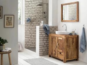 Masivní sada koupelnového nábytku Lagos small z palisandru, lakovaná, hnědá