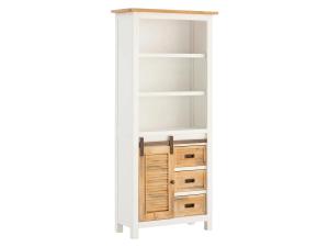 Masivní vysoká skříňka do koupelny Capera z borovice a MDF, lakovaná, bílá a hnědá – 80×35×180 cm
