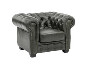 Masivní křeslo Chesterfield z pravé kůže, zelené – 100×90×72 cm