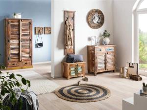 Masivní předsíňový set Wakefield z recyklovaného dřeva, lakovaný, hnědý