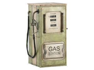 Masivní barový regál Gas Station z mangového dřeva a kovu, lakovaný, zelený – 48×50×102 cm