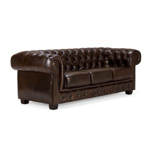 Pohovka Chesterfield Big 3místná pravá kůže hnědá