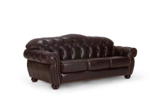 Pohovka Chesterfield Hereford 3-místná z pravé kůže, hnědá
