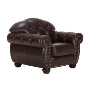 Křeslo Chesterfield Hereford z pravé kůže hnědé