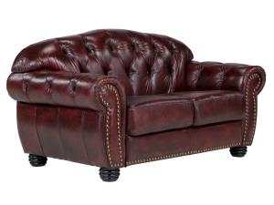 Pohovka Chesterfield Hereford 2-místná z pravé kůže, červená