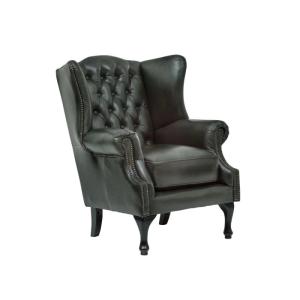 Křeslo ušák Chesterfield Pittsfield z pravé kůže zelené