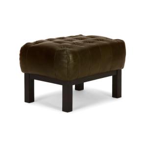 Masivní taburet Chesterfield Kingsfield z pravé kůže, hnědý