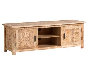 Masivní TV stolek Bombay z mangového dřeva, lakovaný, hnědý – 150×42×50 cm