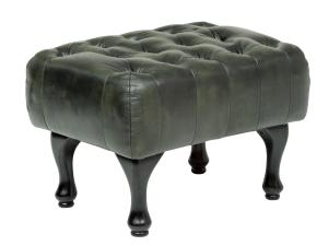 Masivní taburetka Chesterfield Pittsfield z pravé kůže, zelená – 60×45×42 cm