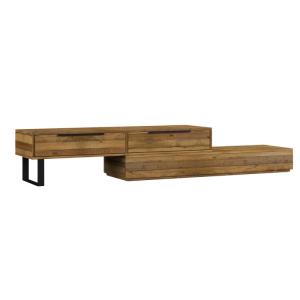 Masivní TV stolek Auckland z recyklované borovice, lakovaný, hnědý – 155×45×38 cm