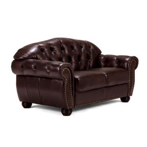 Pohovka Chesterfield Hereford 2-místná pravá kůže hnědá