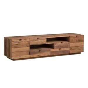 Masivní TV stolek z recyklovaného starého dřeva, hnědý – 180×45×45 cm