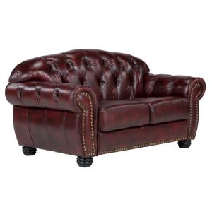 Pohovka Chesterfield Hereford 2-místná pravá kůže červená