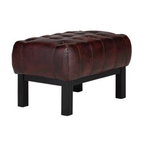 Masivní taburet Chesterfield Kingsfield z pravé kůže, červený – 61×46×43 cm