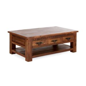 Masivní konferenční stolek Rustic I z palisandru, lakovaný, hnědý – 120×70×45 cm