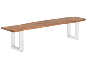 Masivní lavice Bullwer z akáciového dřeva, lakovaná, hnědá – 160×40 cm