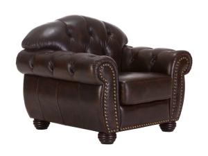 Masivní křeslo Chesterfield Hereford z pravé kůže, hnědé – 112×96×94 cm