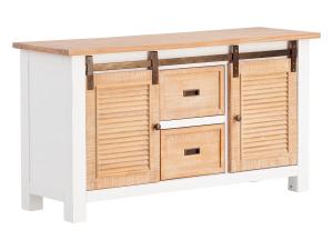 Masivní skříňka pod umyvadlo Capera z borovice a MDF, lakovaná, bílá a hnědá – 140×45×75 cm