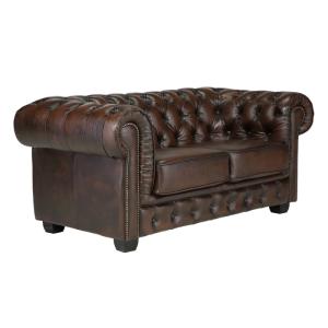 Pohovka Chesterfield Big 2-místná z pravé kůže, hnědá