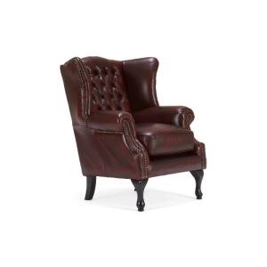 Křeslo ušák Chesterfield Pittsfield z pravé kůže červené