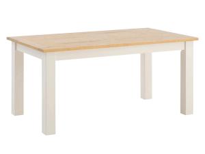Masivní jídelní stůl Capera z borovice a MDF, lakovaný, bílá/hnědá – 160x90 cm