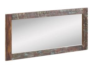 Masivní koupelnové zrcadlo Sumana II z recyklovaného dřeva, lakované, hnědé – 130×60 cm