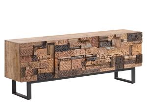 Masivní příborník Grónsko z mangového dřeva, lakovaný, hnědý – 200×40×75 cm