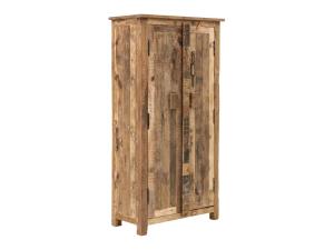 Masivní šatní skříň Kavali z recyklovaného dřeva, nezpracovaná, hnědá – 90×45×185 cm