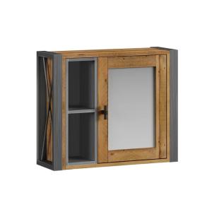 Masivní koupelnová zrcadlová skříňka Detroit z recyklované borovice, lakovaná, hnědá – 60×20×50 cm