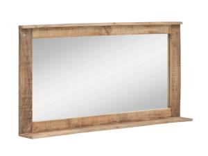Masivní koupelnové zrcadlo Pune II z mangového dřeva, lakované, přírodní barva – 124×65 cm