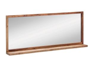 Masivní koupelnové zrcadlo Sydney Bright II z akácie, lakované, hnědé – 138×60 cm