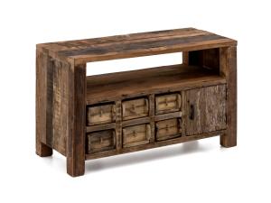 Masivní TV stolek Madurai z recyklovaného dřeva, hnědý, nezpracovaný – 90×40×55 cm