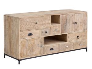 Masivní skříňka pod umyvadlo Laos z mangového dřeva, lakovaná, přírodní barva – 146×50×76 cm