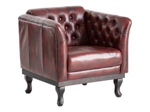 Masivní křeslo Chesterfield Dover z pravé kůže, červené